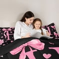 thumbnail image 5 of Erosebridal Girls Cute Bowknot 7pcs Bedding Comforter Set,Pink Loves H Alphabet Queen Bedding Sets For Kids,Reversible black, 5 of 7