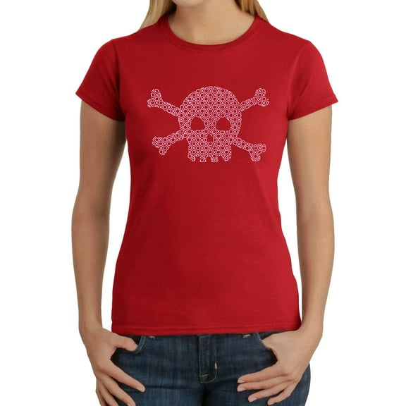 Women's Word Art T-Shirt - XOXO Skull