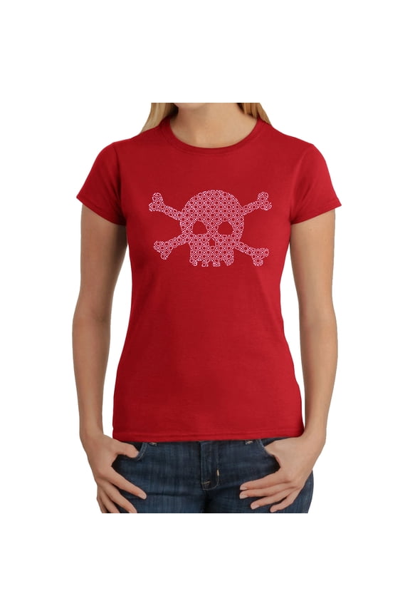 Women's Word Art T-Shirt - XOXO Skull