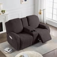 thumbnail image 3 of TAOCOCO 4 Pieces Recliner Loveseat Sofa Slipcovers, Stretch Jacquard Reclining Couch Covers with Pockets for 2 Seater Sofa Protector, Chocolate, 3 of 14