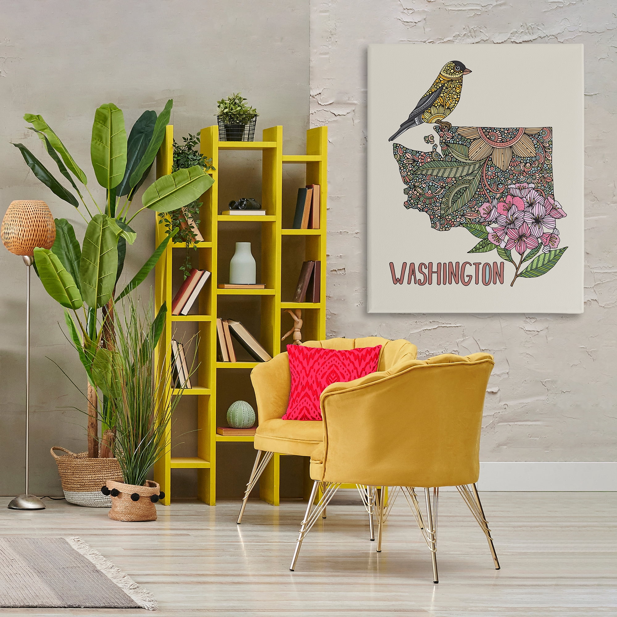 Stupell Industries Floral Washington State Botanical & Floral Painting Gallery Wrapped Canvas Art Print Wall Art, 36 x 48