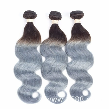 Allrun Brazilian Body Wave 3pcs/Lot Ombre Silver Grey Dark Root Hair Weaving 1b/Gray Two Tone Brazilian Virgin Hair Human Hair Extension,