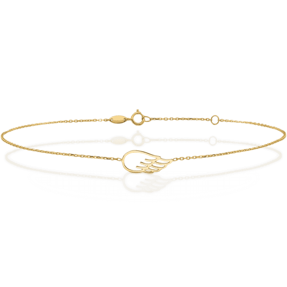 14K Solid Yellow Gold Wing Anklet Summer Beach Foot Ankle Bracelet