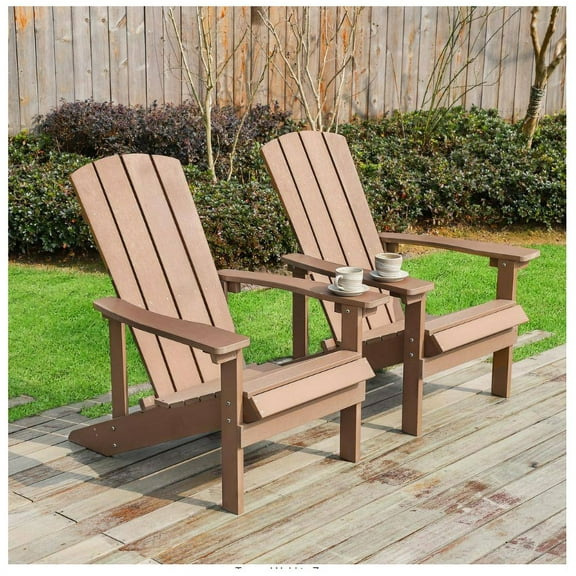 Patio Hips Plastic MMTX Chair Lounger Weather Resistant Furniture for Lawn Balcony in Brown (2-Pack)