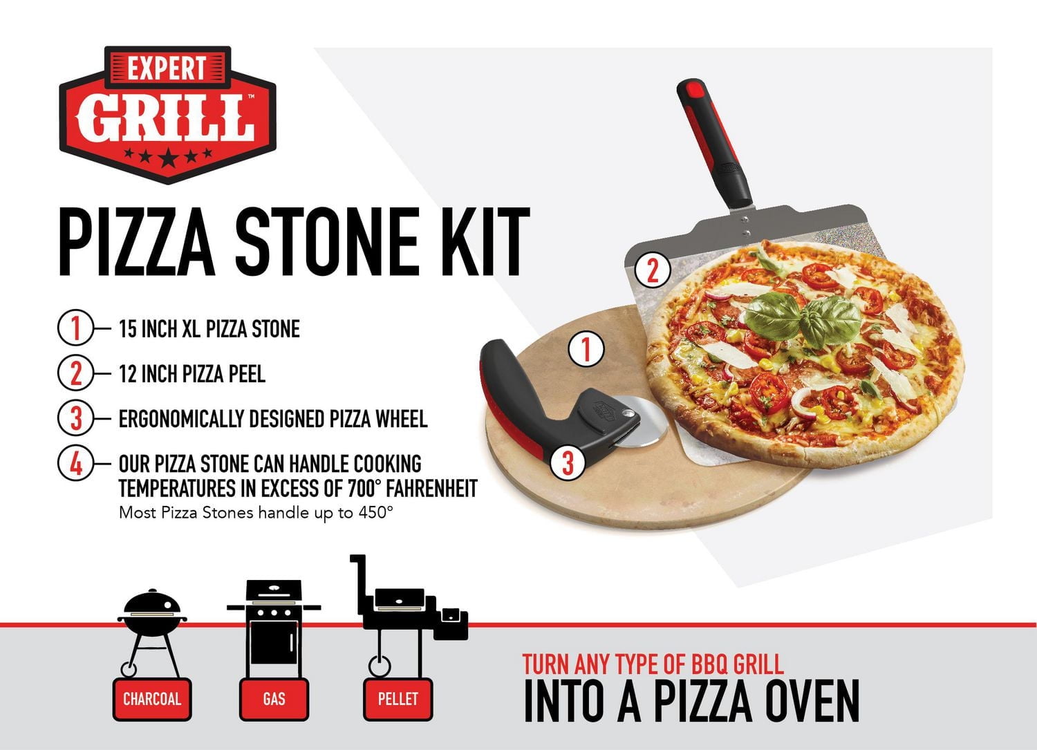 Expert Grill Soft Grip Pizza Kit, Expert Grill 3 Piece Soft Grip Pizza Kit