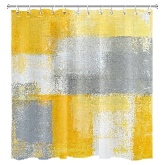 Yellow Shower Curtain Modern Grey Abstract Checkered Bathroom Shower Curtain Funny Art Shower Curtain Home Decor Waterproof Durable Shower Curtain Accessories with 12 Hooks 72x78 Inches