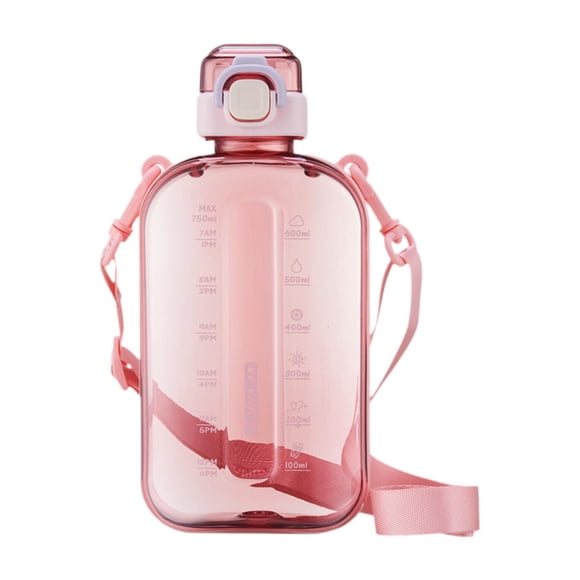 Botella de agua deportiva elegante y multifuncional de 750 ml para correr, hacer senderismo y mantenerse en forma. Rosa