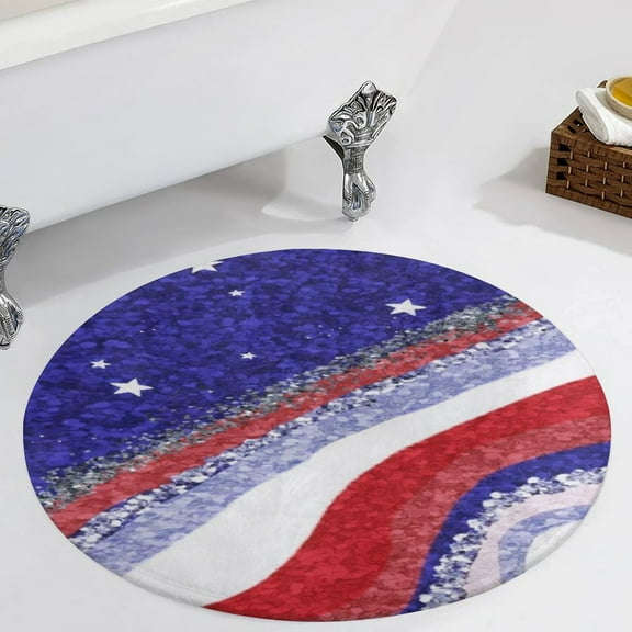 American Flag Blue Red White Round Carpet Circle Rug Outdoor Patio Area Rug Washable Large Area Rugs Hallway Room Decor Fitness Mats