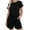 Womens Jumsuits Shorts Black, variant on Short Sleeve Rompers for Women One Piece Cotton Round Neck Loose Casual Wide Leg Jumpsuits Drawstring Solid Color Romper Short with Pockets
