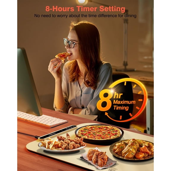 iTRUSOU Food Warming Mat - 27.5x16'' Electric Warming Tray with 7 Temp-Settings, 1-99h Flexible Timer, Switchable ° F/ ° C, Rollable Food Warmer for Buffet, Party, Sabbath, Daily Use