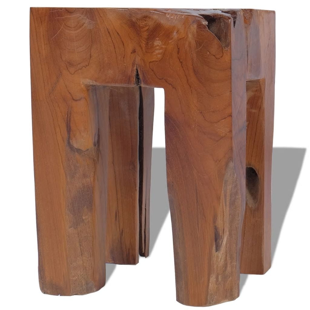 Kepooman 11.8" Modern Solid Teak Wood Square Side Accent Table Plant Flower Stand for Patio Living Room Bedroom, Brown