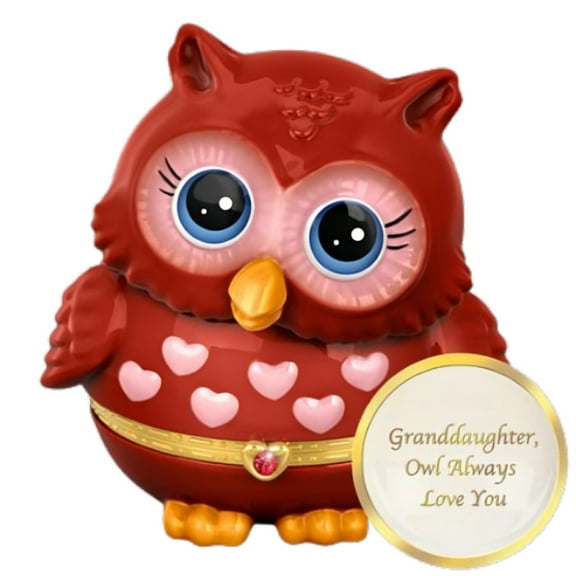 The Bradford Exchange Granddaughter Owl Always Love You Birthstone Music Box Collection Issue #8: July Heirloom Porcelain Music Box with You Are My Sunshine Melody 4.5-inches