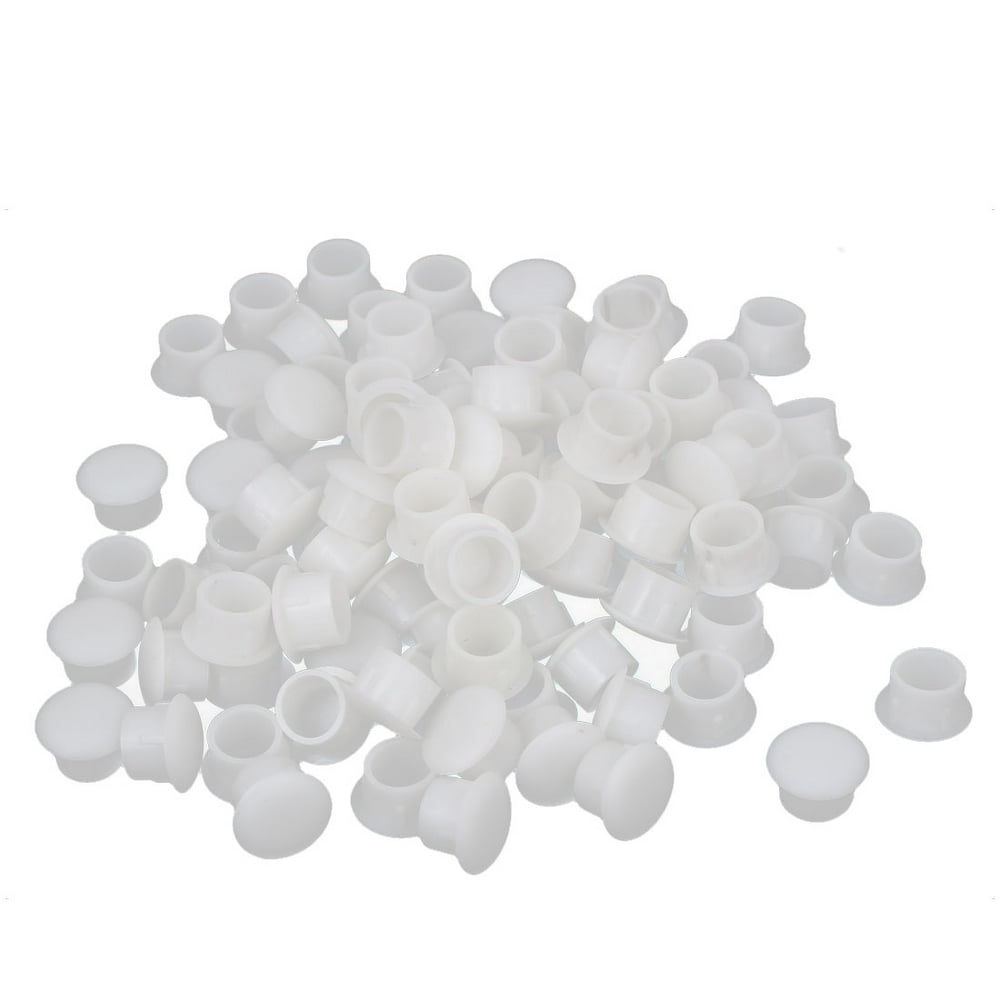 Household White Plastic Plug Furniture Cap Screw Cover 10mm Dia Hole