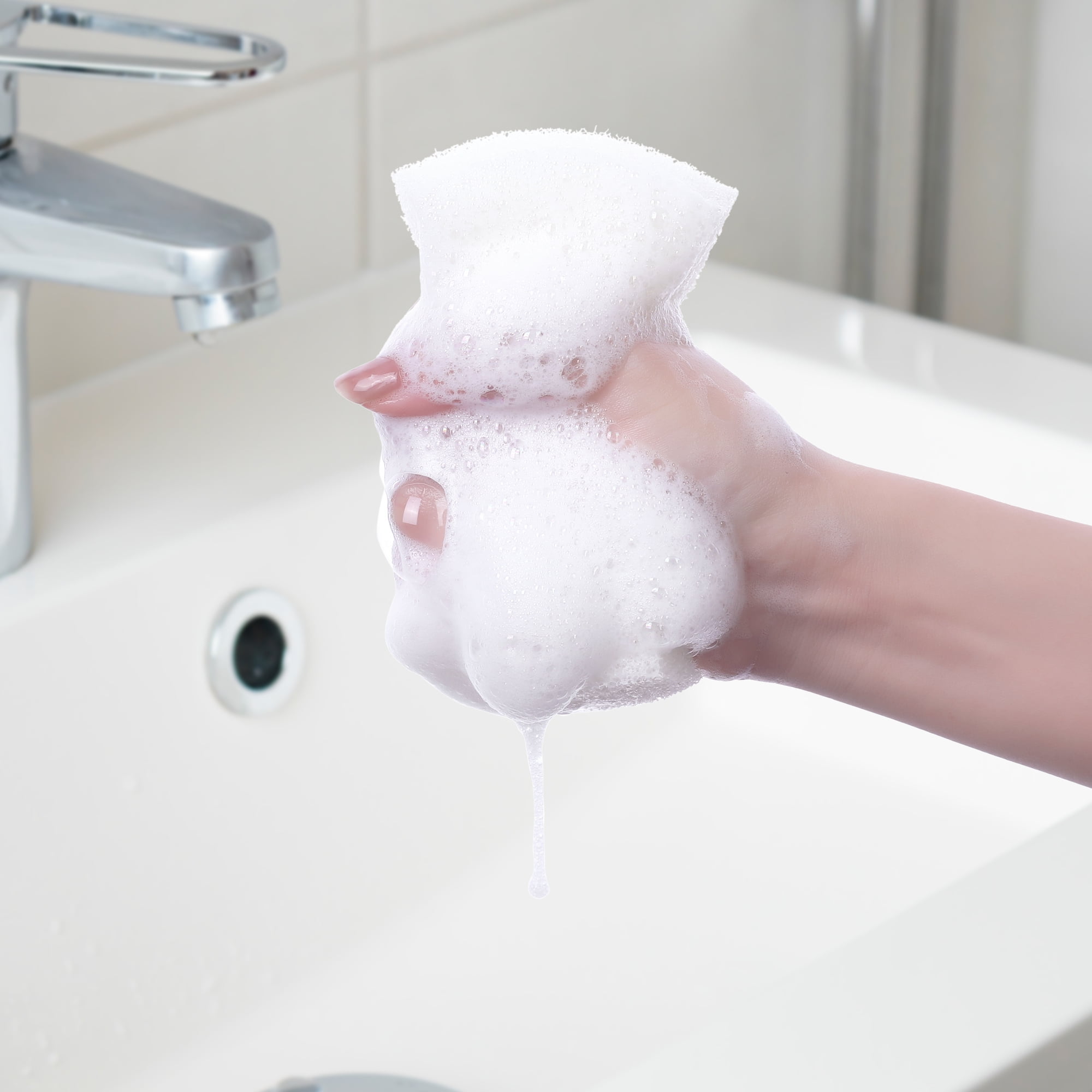 Unique Bargains Large Scratch Scrub Sponges Kitchen Sponges White 5 Pcs/3.9"x2.4"x0.8"