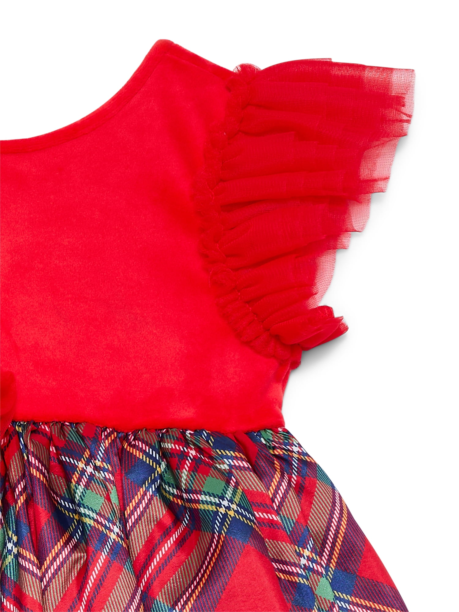 Dreaming of Lucy Toddler Girls Plaid Dress with Flutter Sleeves, Sizes 12M- 5T