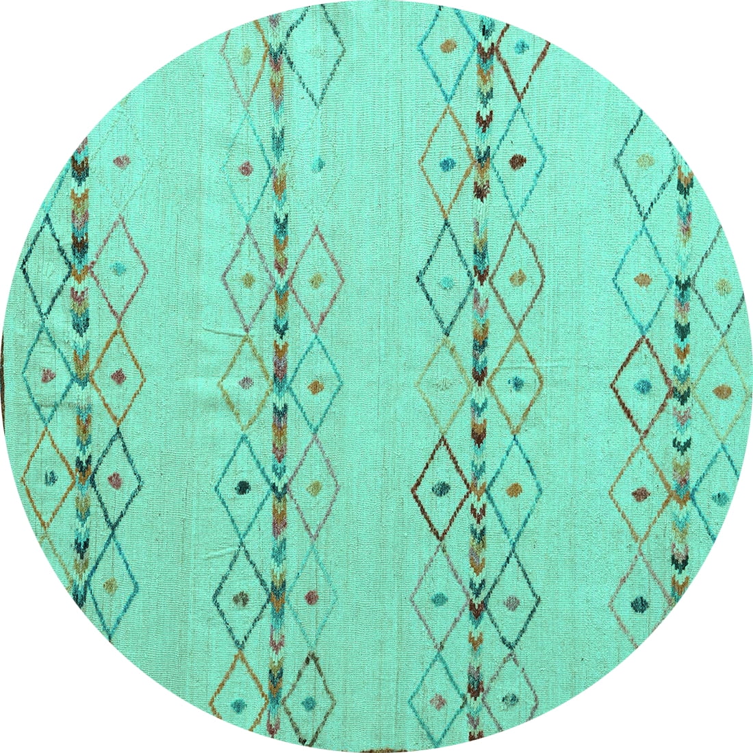 Ahgly Company Indoor Round Solid Turquoise Blue Modern Area Rugs, 4 ...