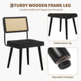 thumbnail image 4 of Natural Rattan Dining Chair, Modern Boho Kitchen Chair withWood Back & Legs, Upholstered Seat,PU Upholstered Kitchen Chairs with Tall Cane Backrest and Strong Wood Legs Ideal for Kitchen or Din, 4 of 8