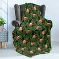 thumbnail image 4 of Flamingo Soft Flannel Fleece Throw Blanket, Repetitive Pattern of Exotic Bird and Monstera Leaves, Cozy Plush for Indoor and Outdoor Use, 60" x 80", Charcoal Grey Dark Salmon, by Ambesonne, 4 of 5