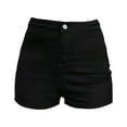 thumbnail image 3 of Women's High Waist Denim Shorts with Button Accent Pockets Comfortable Stretch Fit for a Vintage Inspired Look, 3 of 9