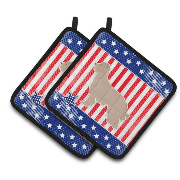 Carolines Treasures BB3318PTHD Patriotic Pyrenean Shepherd Pair of Pot Holders , 7.5HX7.5W, multicolor