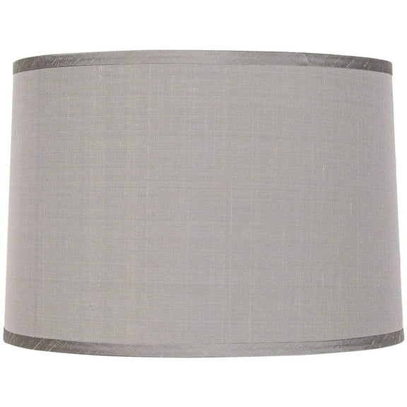 Gray Dupioni Medium Lamp Shade 15" Top x 16" Bottom x 11" High (Spider) Replacement with Harp and Finial - CintBllTer