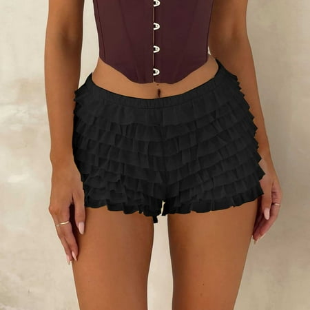 Women s Plus Summer Pants for Women 2025 Vacation Plus Size White Linen Pants Women Tall Women Lace Mini Skirt Low Rise Micro Skirt Asymmetrical Ruffle Hem Flared Lingerie Short Pettipants Features: