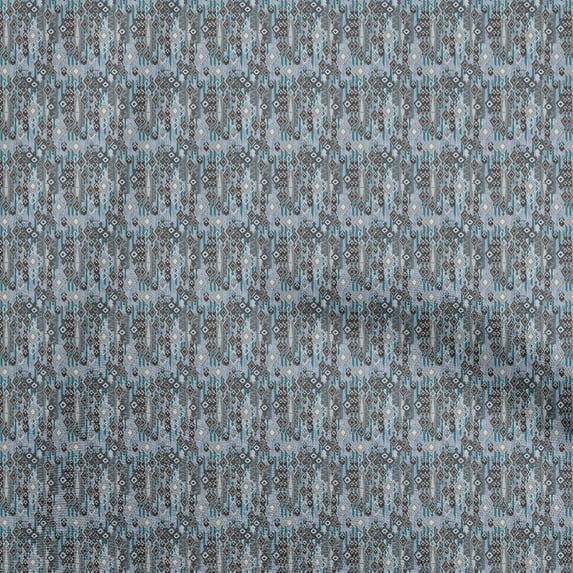 oneOone Cotton Silk Dusty Blue Fabric Asian Kilim Sewing Craft Projects Fabric Prints By Yard 42 Inch Wide