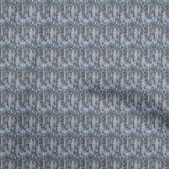 oneOone Georgette Viscose Dusty Blue Fabric Asian Kilim Craft Projects Decor Fabric Printed By The Yard 42 Inch Wide