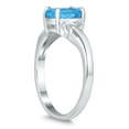 thumbnail image 2 of SZUL Women's 8X6MM Blue Topaz and Diamond Wave Ring in 10K White Gold, 2 of 4