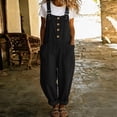 thumbnail image 2 of Women's Cotton Solid Casual Sleeveless Suspender Jumpsuit, Smocked Waist Flattering Fit, Functional Pockets Easy Care, Summer Outfit Workwear | TruHer,Black L, 2 of 6