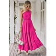 thumbnail image 6 of PRETTYGARDEN Women's Summer Floral One Shoulder Maxi Dress Knot Ruffle Boho Beach Vacation Wedding Guest Long Sun Dresses, 6 of 7