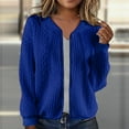 thumbnail image 2 of Lovskoo Cardigan Sweaters for Women Casual Winter Knitted Long Sleeve Solid Zippered Sweater Jacket Dark Blue, 2 of 7