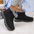 thumbnail image 5 of Womens Boots Thick Heel Round Toe with Side Zipper Women's Trendy Casual Winter Warm Short Boots Solid Color Winter Shoe Black 7.5, 5 of 9