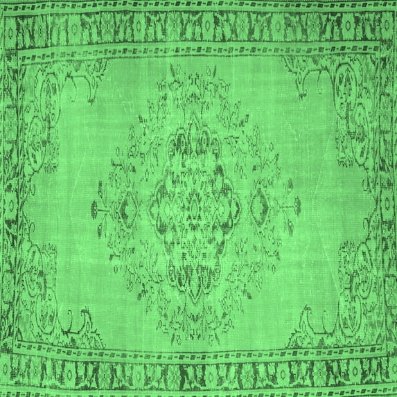 Ahgly Company Indoor Square Abstract Emerald Green Contemporary Area Rugs, 3' Square