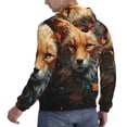 thumbnail image 3 of KLL Floral Fox Print Mens Hoodie Long Sleeve Casual Pullover Hooded Sweatshirt Fashion Drawstring Hoodies with Pocket-Medium, 3 of 6