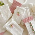 thumbnail image 6 of 5 Pairs White Cute Socks, Women's Lace Ruffles Ankle Casual Sock, Cottagecore Breathable Mid Tube Socks, Floral Crew Socks Pilates elite, 6 of 6