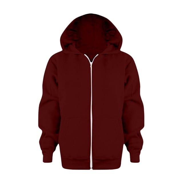 WEIYLL Boys Hoodies Color Solid Zip Long Sleeve Up Coat Jacket Wine Fall Tops for 6-7 Years