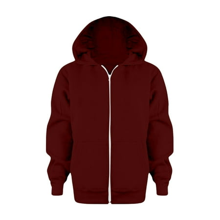 WOYY Little Boys Girls Zip Up Hoodie Solid Casual Sports Hooded Sweatshirt Sizes 6-7