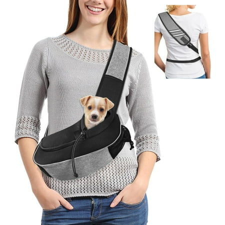 Hgudesign Dog Carriers for Small Dogs Pet Sling Carrier Hands Free Sling Travel Puppy Bag Satchel Mesh Dog se Bag Cute Grey