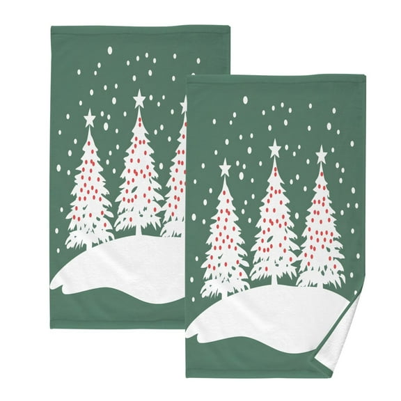 joogoo 2 PCs Hand Towels Sets Christmas-1 Tree Cotton Face Towel Bathroom Decorative