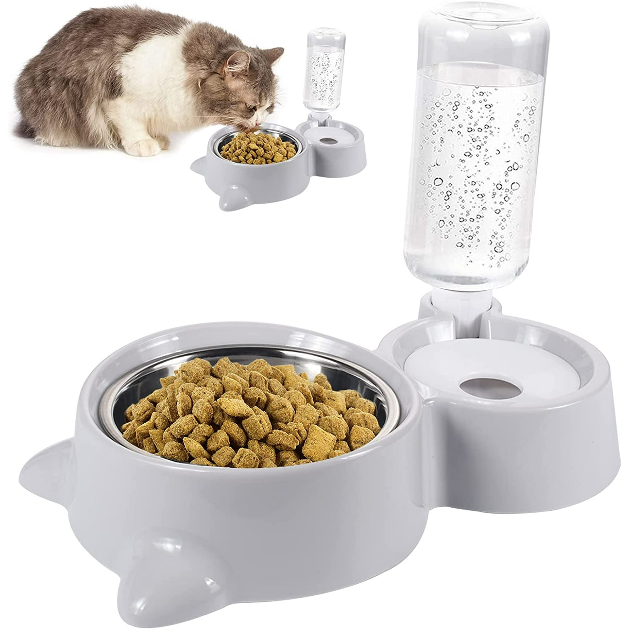 Double Cat Bowl Double Bowl Pet Feeder for Cats and Small Dogs Gray 2 in 1 Cat Bowls Walmart