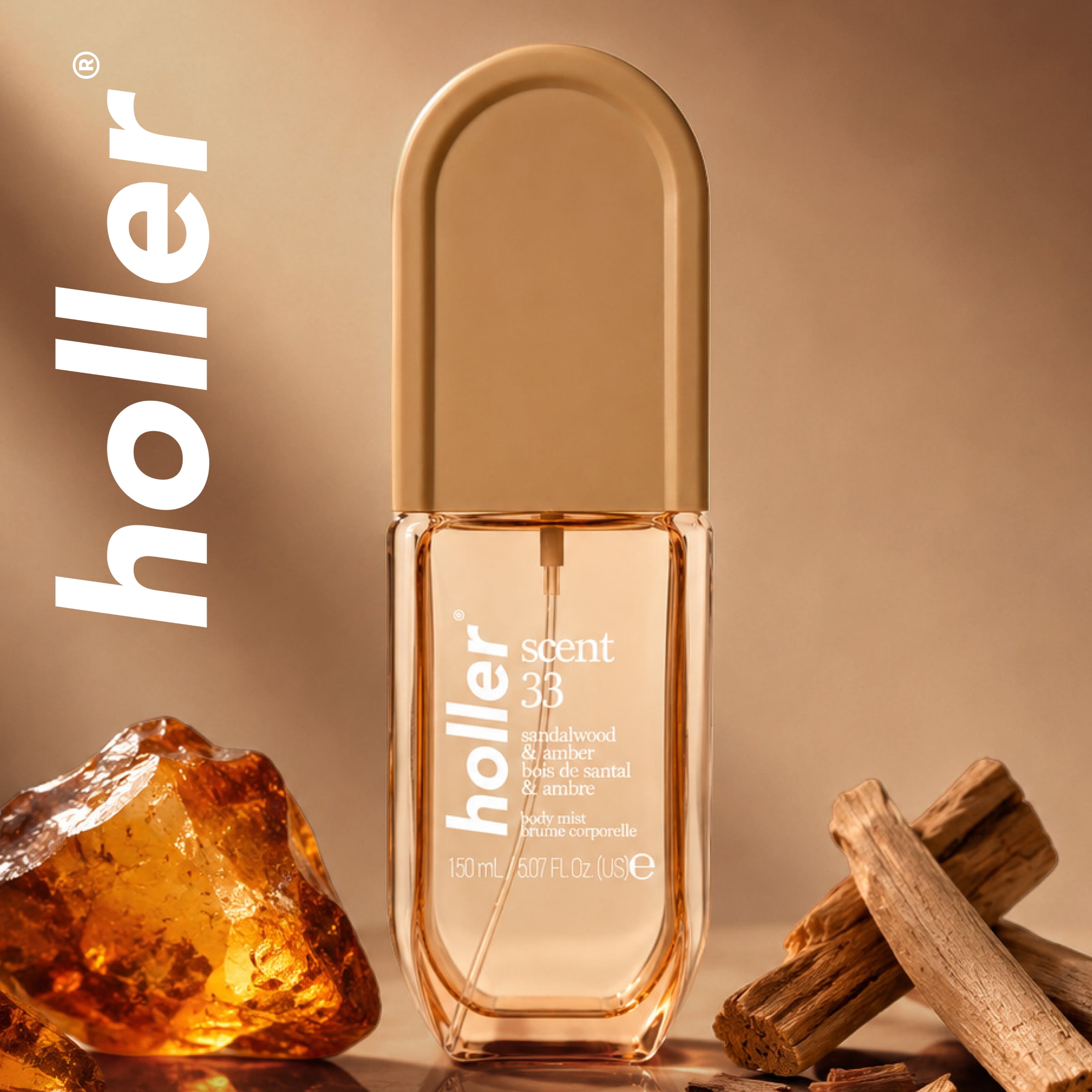 HOLLER Luxe Collective Inc. Scent 33 Sandalwood & Amber Body Mist, 5.07 fl oz