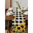 thumbnail image 2 of Hokiten Table Runners 48 Inches Long Dress Scarves, Sunflower Checkered Farmhouse Kitchen/Dining Table Runner, Short Coffee Tablerunners, Black Buffalo Plaid Pastoral Flowers 13x48 Inch, 2 of 7
