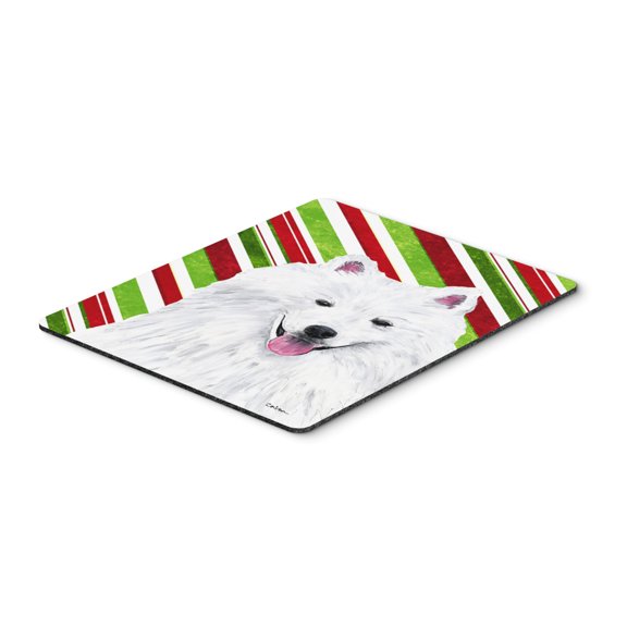 "American Eskimo Candy Cane Holiday Christmas Mouse Pad Hot Pad or Trivet"