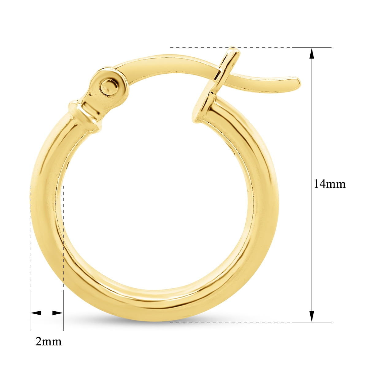 SuperJeweler 14MM Classic Hoop Earrings in 14 Karat Yellow Gold Over Sterling Silver for Women