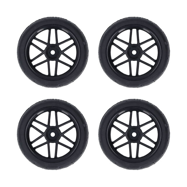 Plastic Wheel Rims And Rubber Tires, Strong Cushioning 1/10 Scale RC Car Wheels And Tires Improve Stability Flexible Driving For Different Roads A Tire
