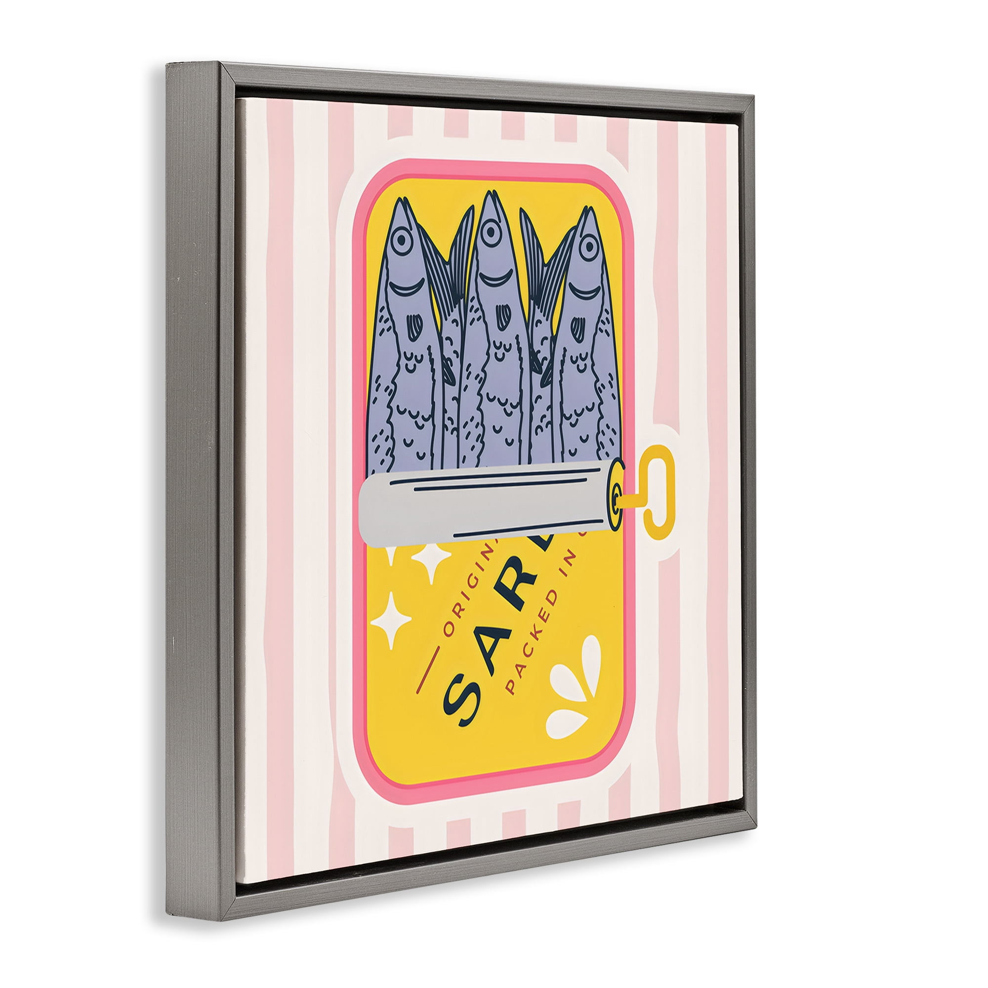 Stupell Industries Yellow Sardine Tin Gray Framed Floater Canvas Wall Art, design by Creative Studio