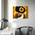 thumbnail image 4 of JEUXUS  African American Wall Art Sunflower Black Woman Canvas Print Black Girl And Flower Painting Funny Artworks Home Decor For Bathroom Living Room Bedroom Framed Ready To Hang, 4 of 5