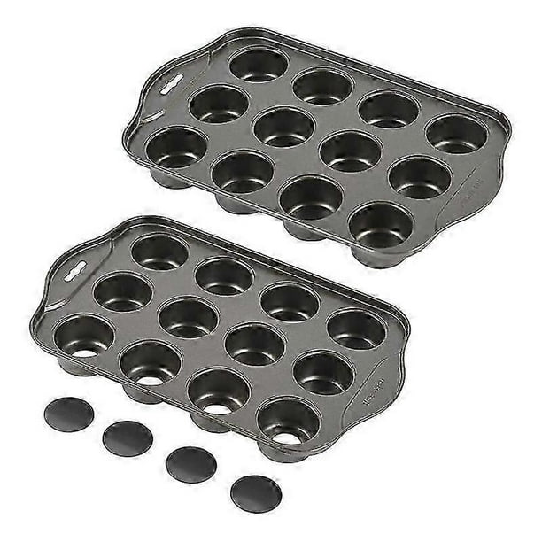 Non-Stick Mini Muffin Pan with Removable Bottom, 12-Cavity Carbon Steel Baking Pan for Cupcakes