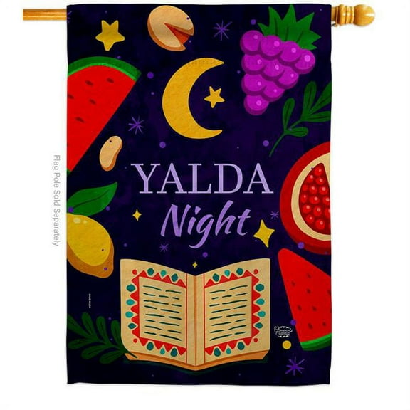 Ornament Collection H192476-BO Yalda Night Celebration Double-Sided Garden Decorative House Flag, Multi Color